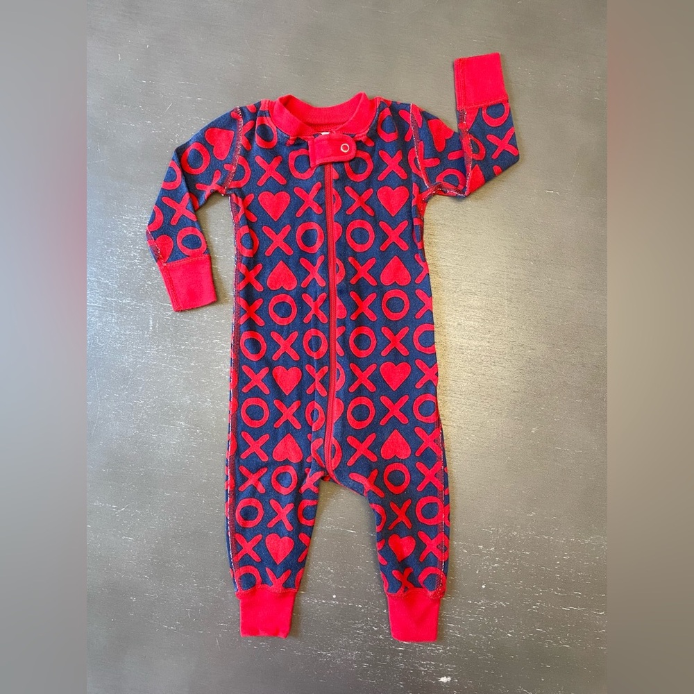 12-18m Hanna Andersson Red Hearts XO on Navy Kids Zippy